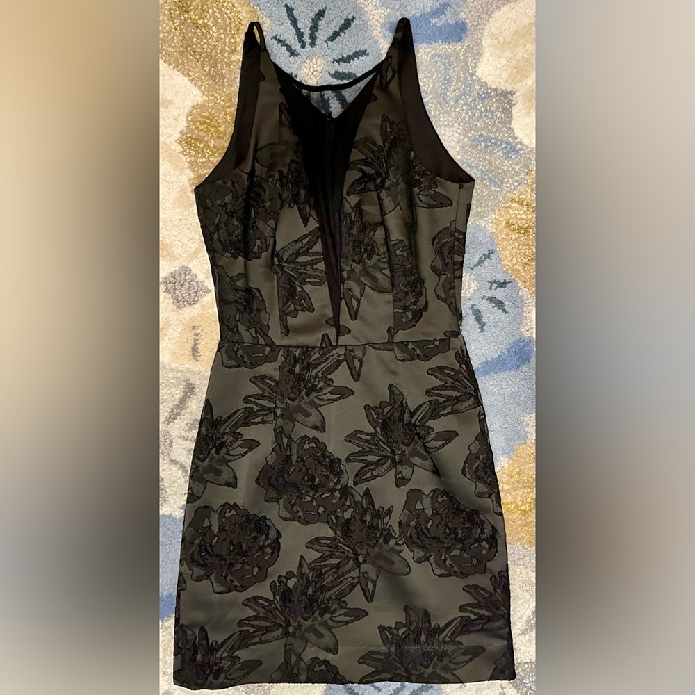 Dress the Population Sleeveless Black Brocade Kennedy Illusion Sheath Dress - Picture 3 of 8